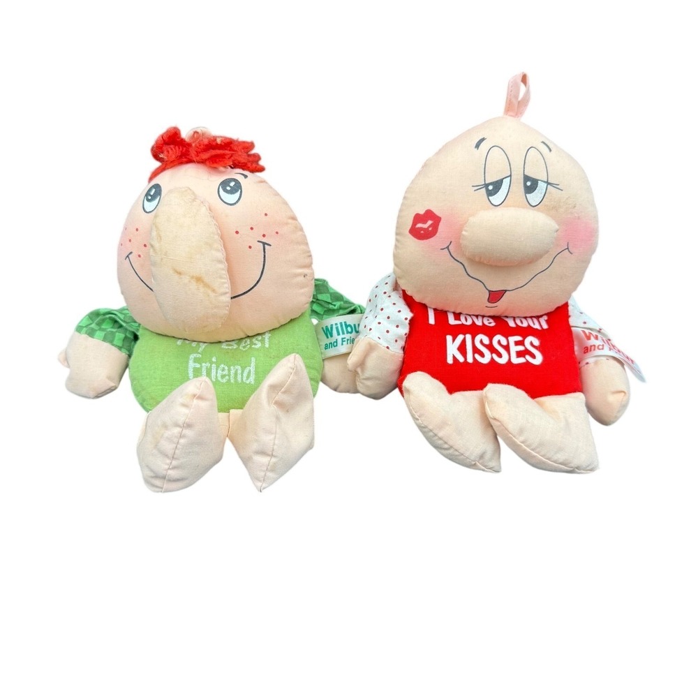 Vintage Russ Berrie Wilbur and Friends Plush Dolls My Best Friend I Love Kisses